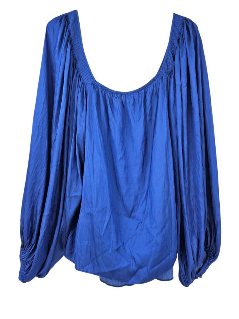 Kobi Halperin Alanna Satin Scoop Neck Blouse Blue Women's Size XXL Party Evening - Picture 3 of 12